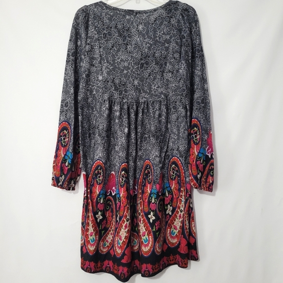 White Mark Boho Chic Paisley Super Soft Dress Size L - Picture 3 of 8